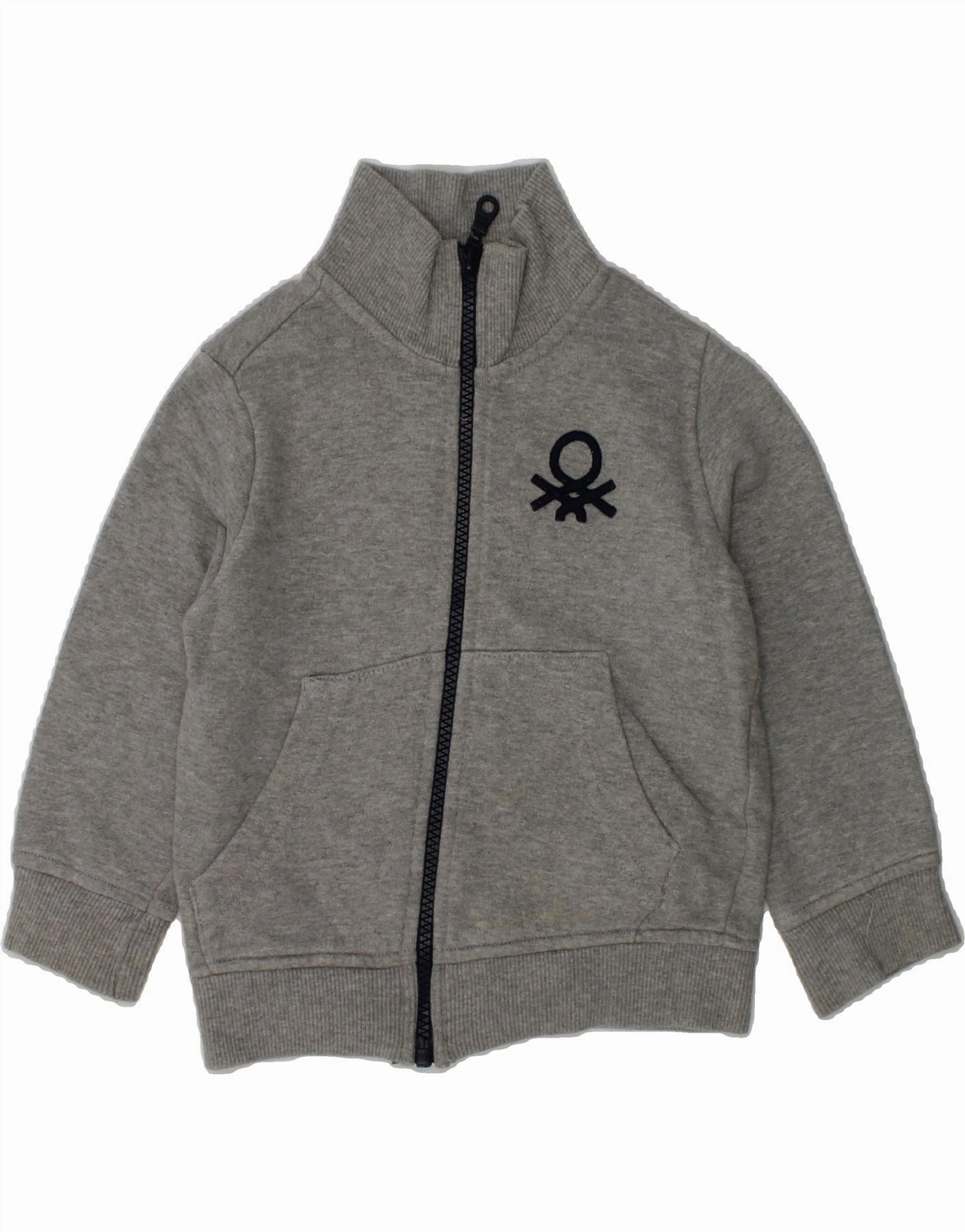 Shawl BENETTON Baby Boys Tracksuit Top Jacket 18-24 Months Grey Cotton