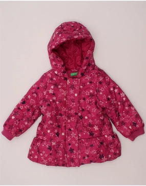 Snag Free Surface Everyday Look BENETTON Baby Girls Abstract Pattern Padded Jacket 18-24 Months Pink
