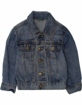 BENETTON Baby Girls Denim Jacket 12-18 Months Blue Cotton Outdoor Comfort