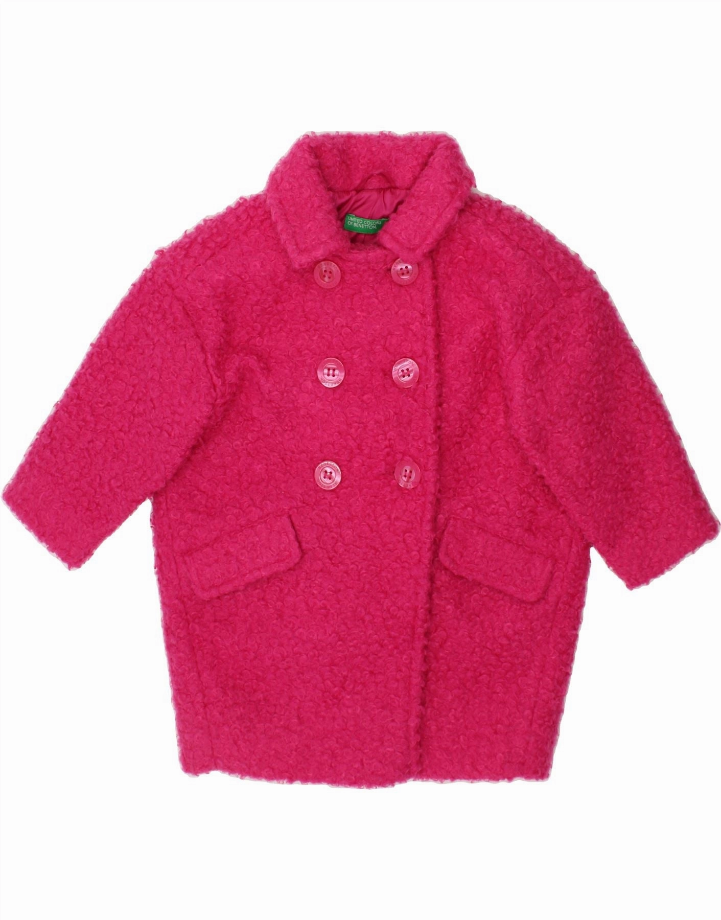 Paper Flexible Shoulder Panels BENETTON Baby Girls Fleece Double Breasted Coat 18-24 Months Pink