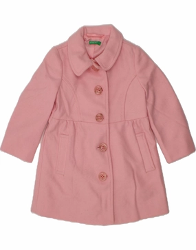 BENETTON Baby Girls Overcoat 12-18 Months Pink Wool popular in Asia Softshell Outer Layer