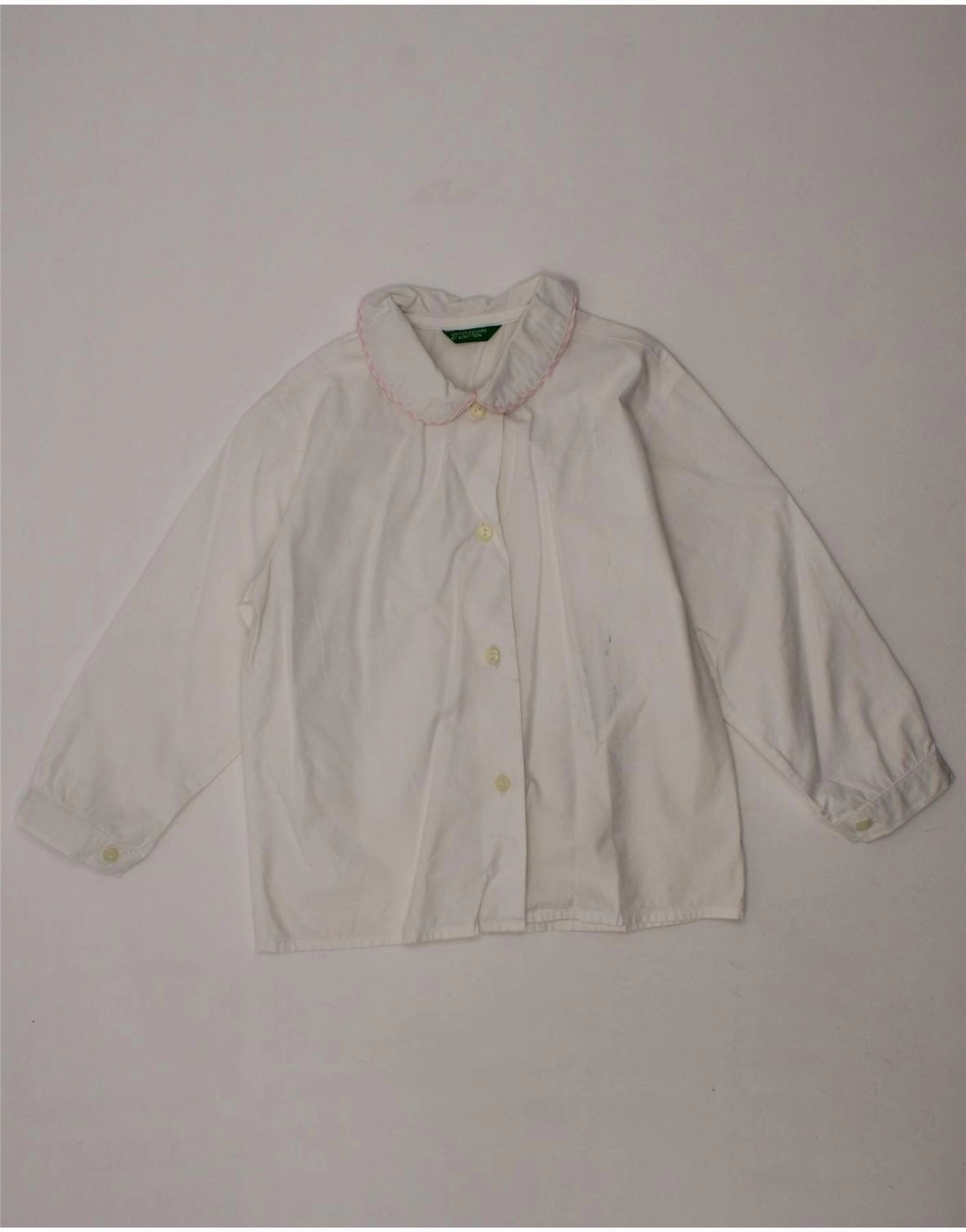 BENETTON Baby Girls Shirt 12-18 Months White Designer Touch Workwear Style