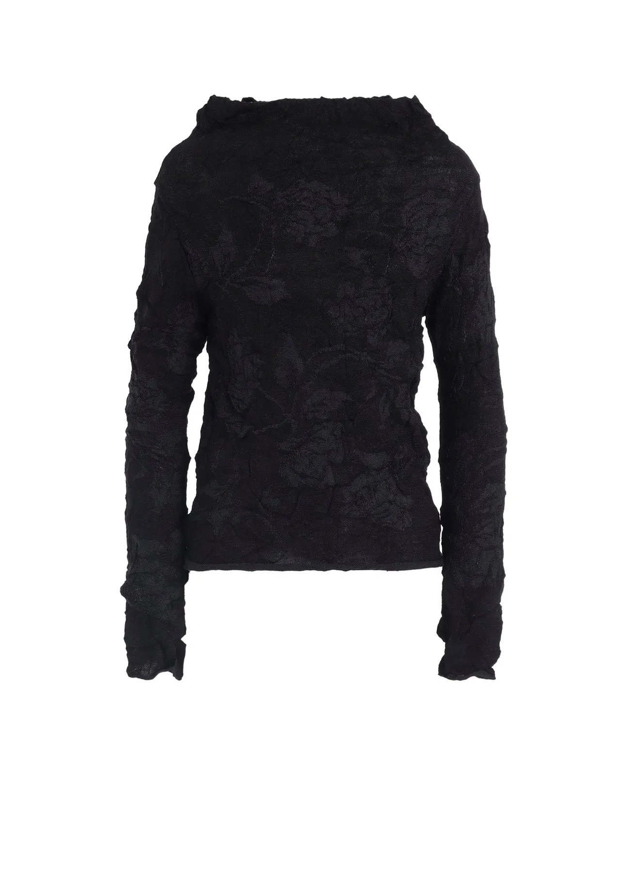 Seam Free Edges BIG FLOWER WRINKLED KNIT PULLOVER