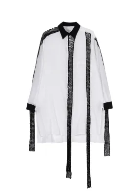 Poolside Lounge Holiday Gift CELLULOSE LAWN BLACK MESH BLOUSE