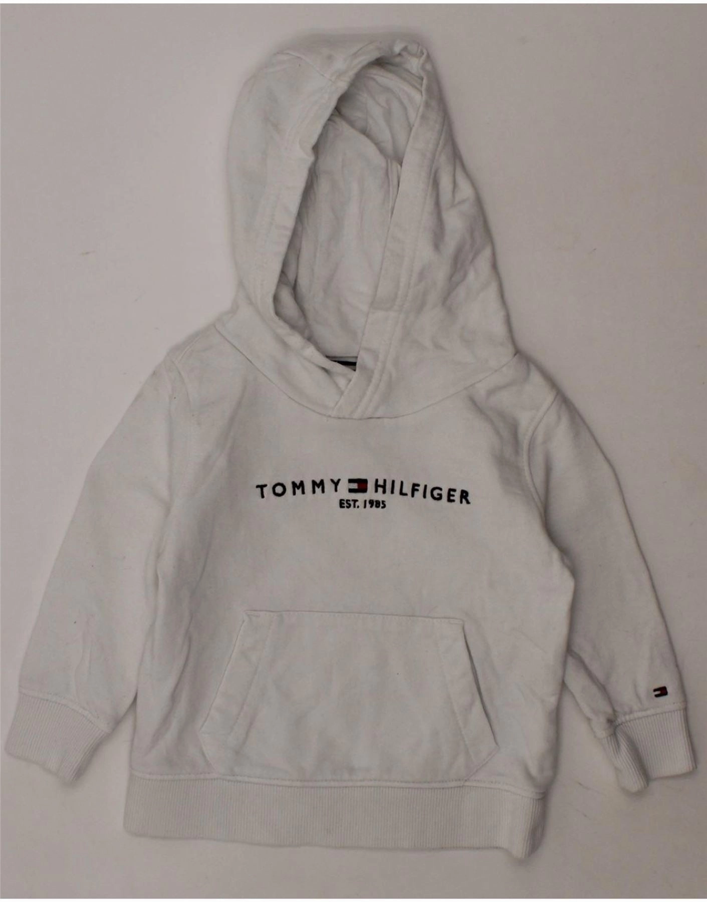 Off-Duty Fit Stay Warm TOMMY HILFIGER Baby Boys Graphic Hoodie Jumper 12-18 Months White Cotton