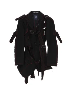 Street Ease Four Way Stretch BLACK DENIM BELTED JACKET