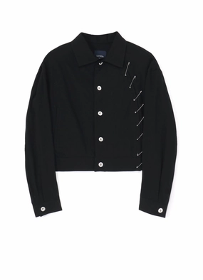 BLACK DENIM BLOUSON WITH PIN A Wind Layer