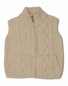 BLARNEY Baby Girls Cardigan Sweater 18-24 Months Off White Wool simple design Compressed Stitch