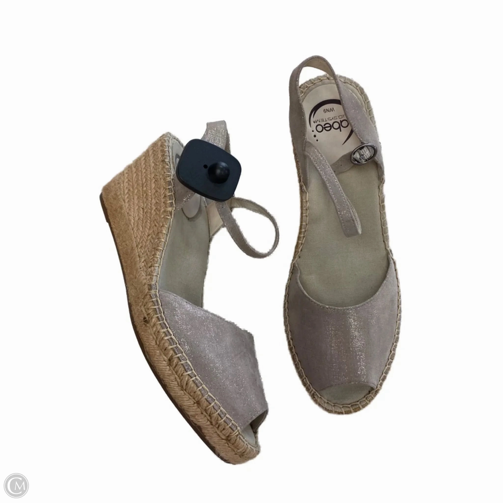 Green Fresh Non Toxic Material Composition Sandals Heels Wedge By Abeo In Silver, Size: 9