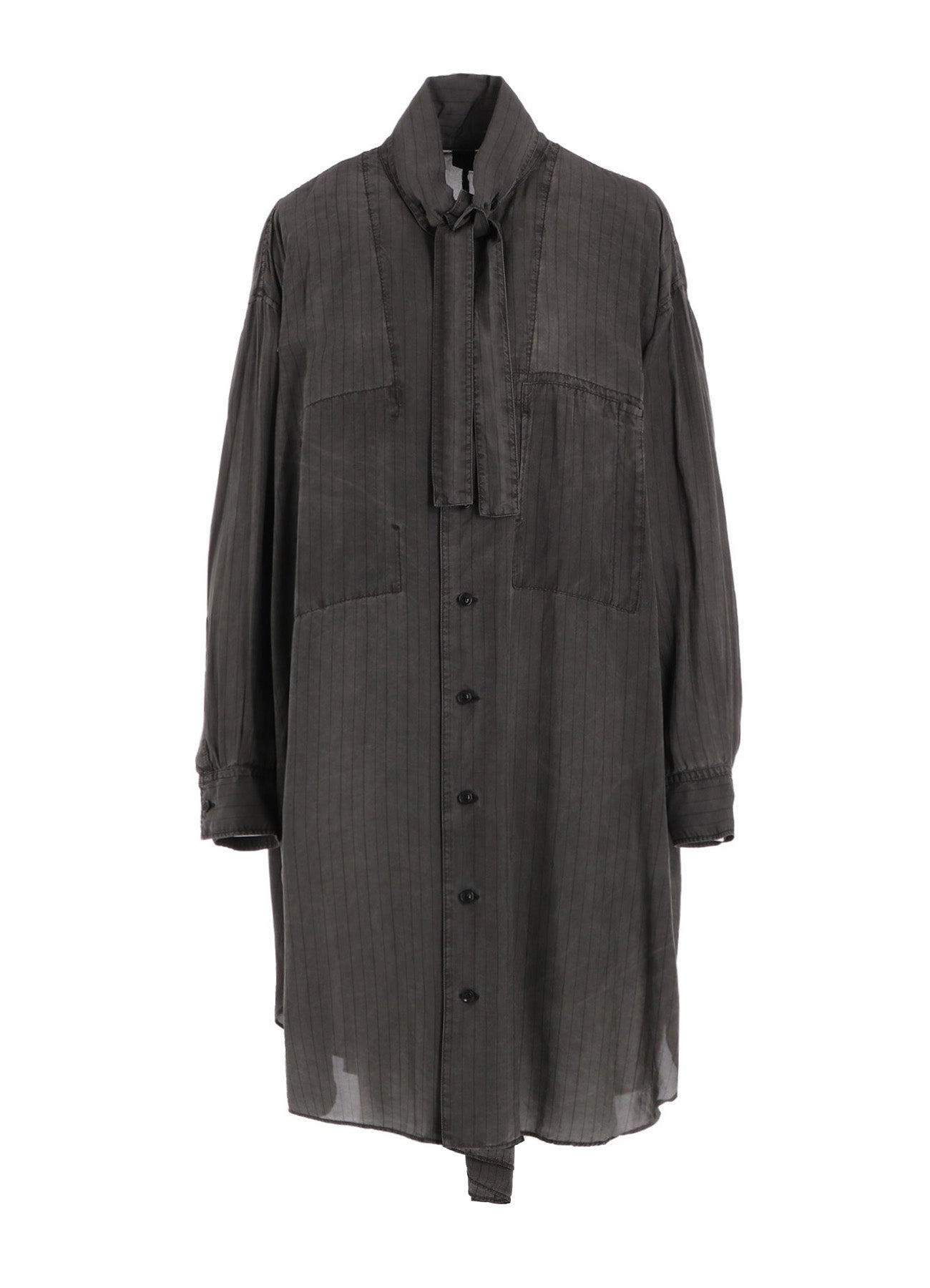 CUPRO STRIPE SHIRT DRESS WITH TIE Smart Fabric