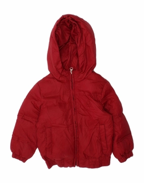 BENETTON Baby Boys Hooded Padded Jacket 18-24 Months Red Polyamide Compact Storage