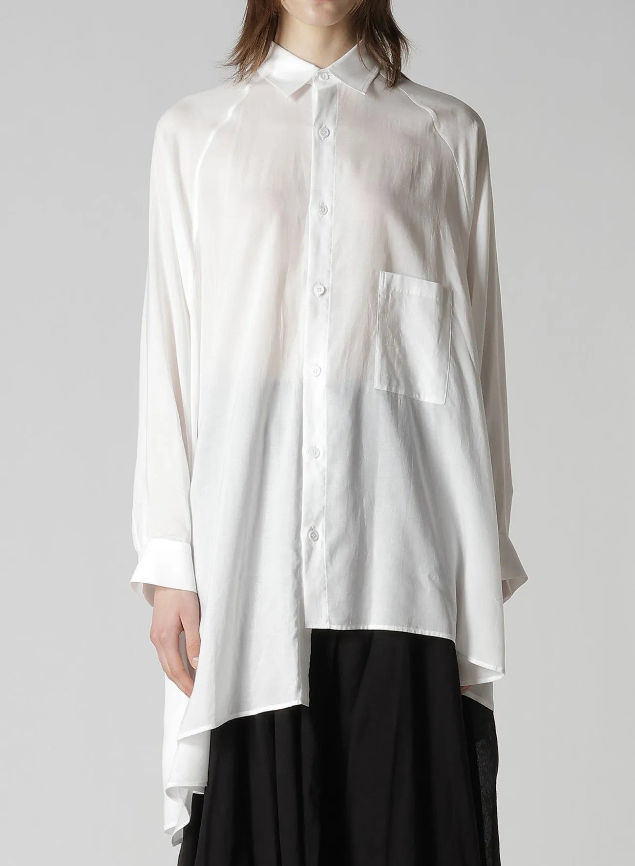 Wrinkle-Free CELLULOSE LAWN RAGLAN LONG SLV BLOUSE