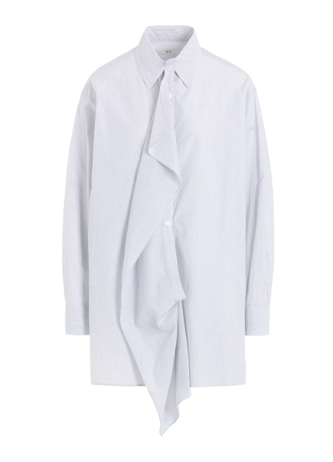 Tear Resistant Reinforcement STRIPE COTTON CLOTH PLACKET BLOUSE