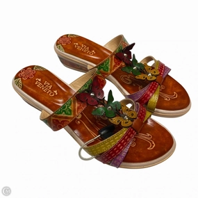Dressy Style Beach Fun Sandals Flats By Via Veneto In Multi-colored, Size: 8