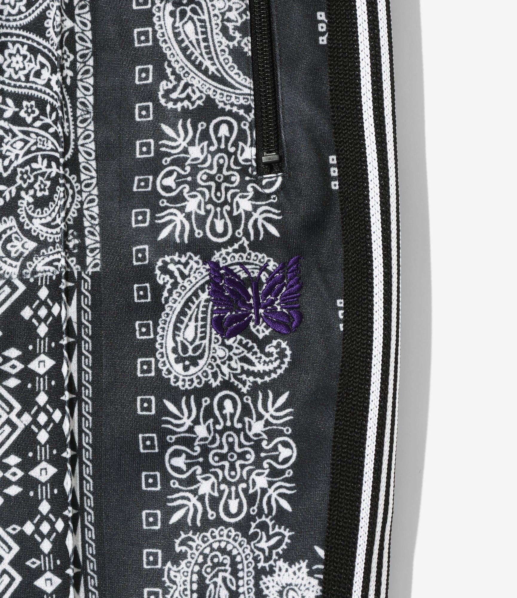 Boot-Cut Track Pant ?C Black Bandana Print Form Fitting