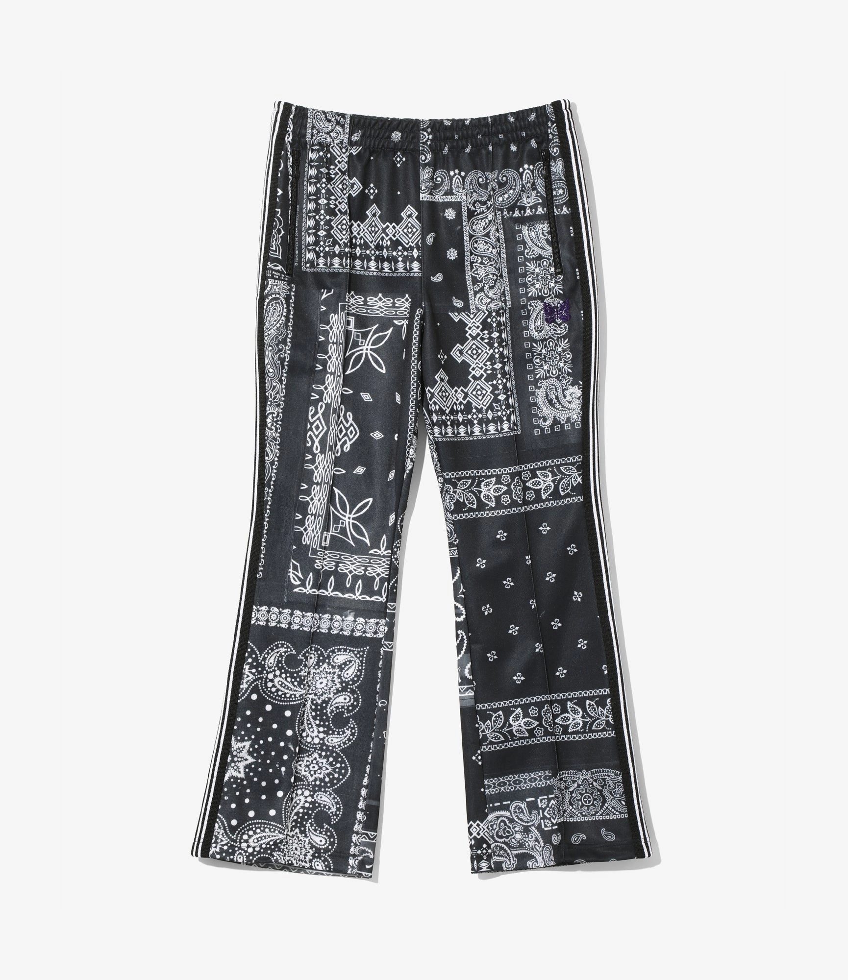Boot-Cut Track Pant ?C Black Bandana Print Abrasion Resistant Panels