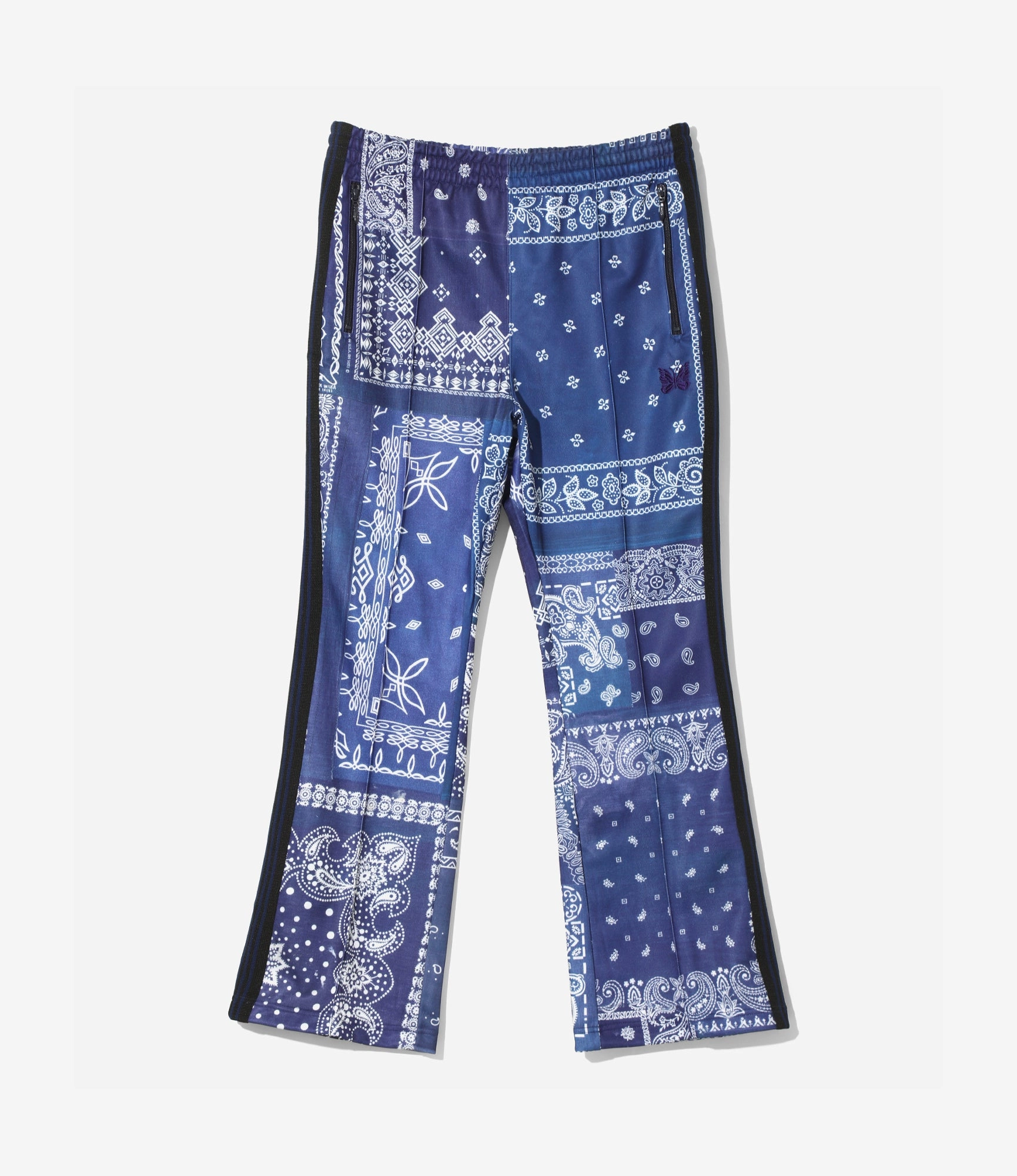 Gusseted Crotch Boot-Cut Track Pant ?C Navy Bandana Print