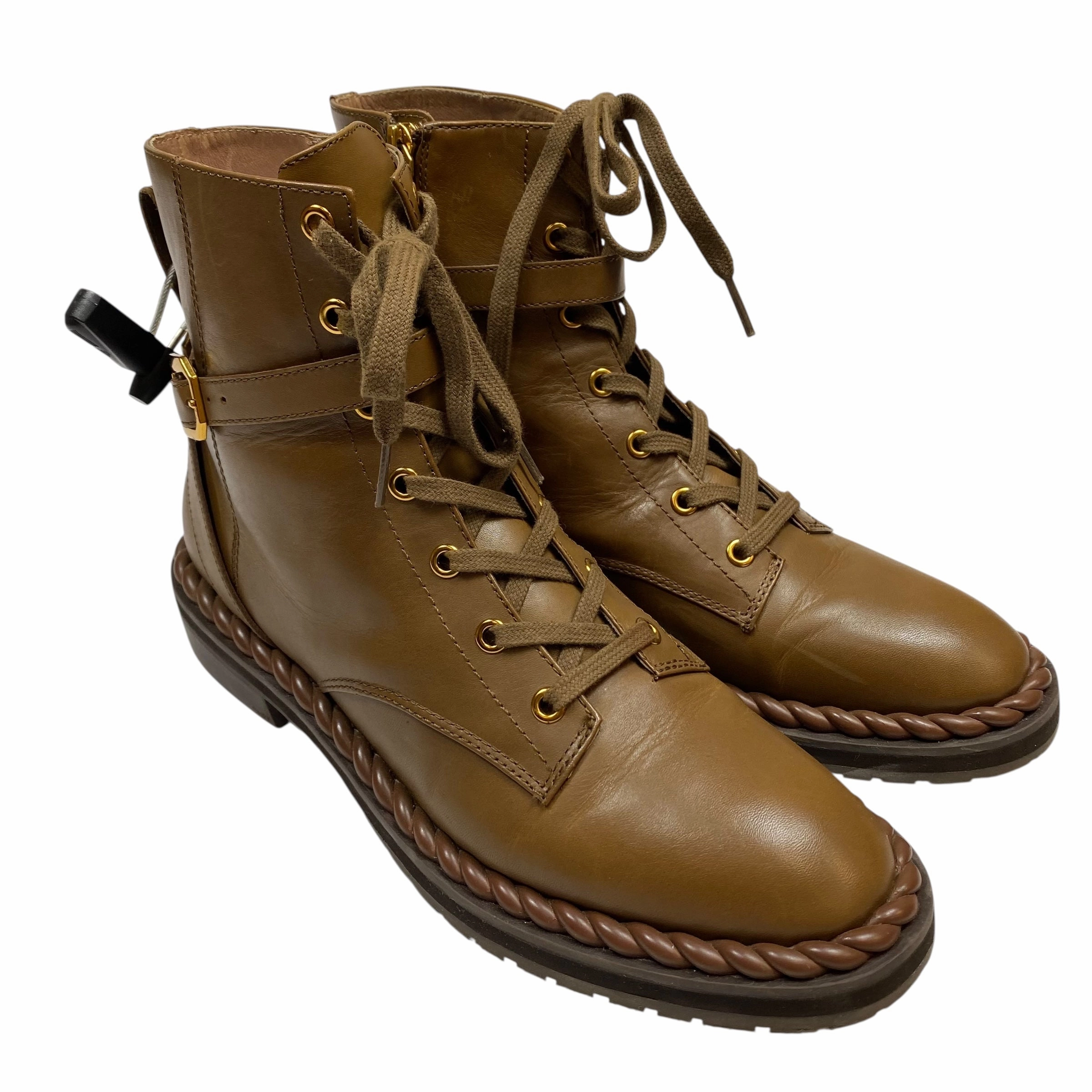 Reflective Safety Accents EasyToClean Boots Ankle Flats By Louise Et Cie In Brown, Size:10