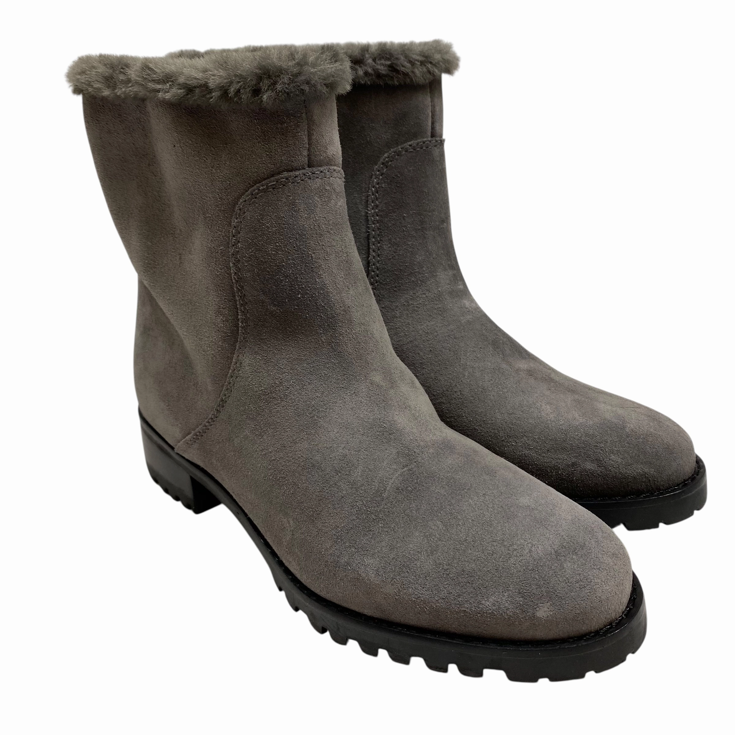 Adjustable Straps Art Gallery Boots Ankle Flats By Talbots In Grey, Size:8