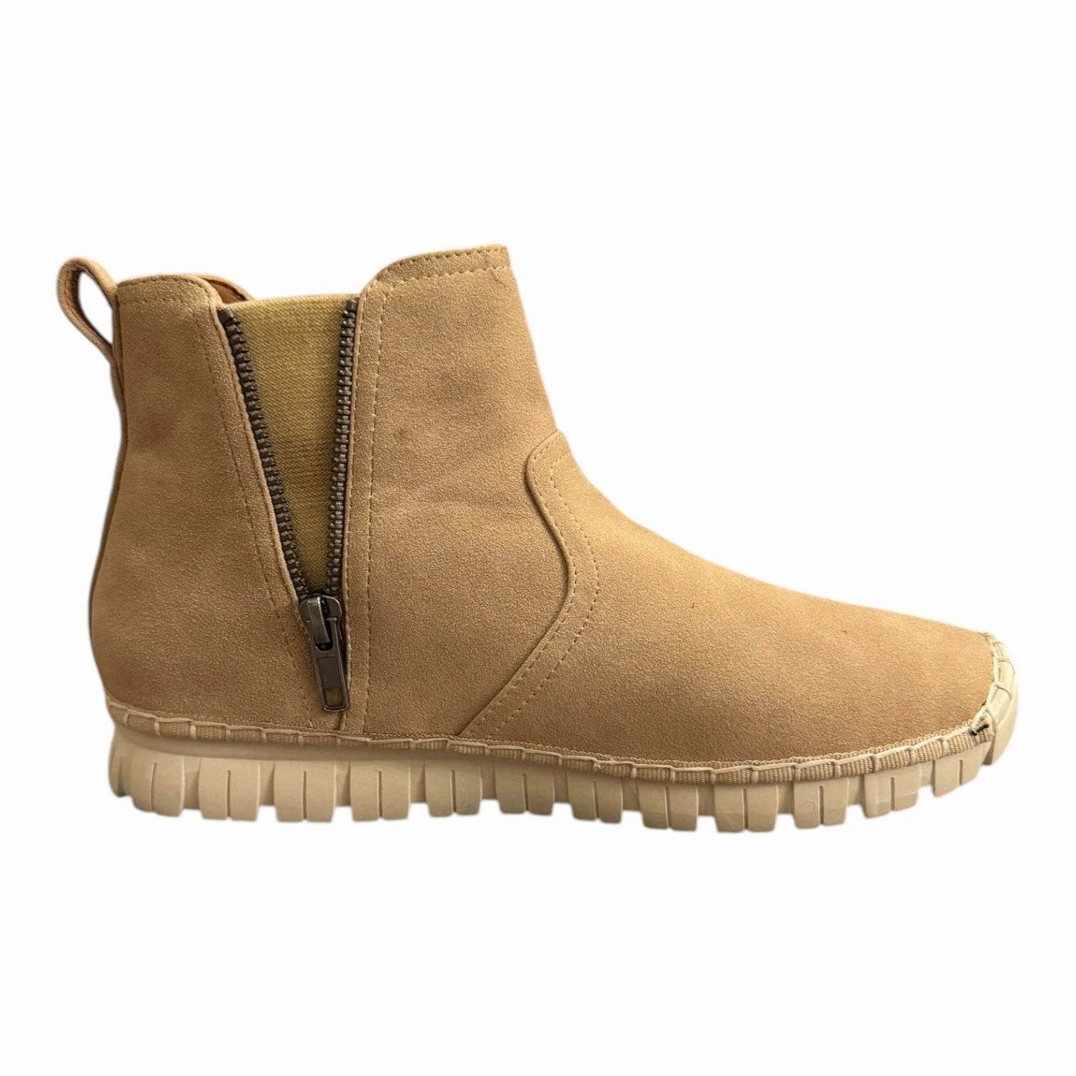 Thermal Core Functional Minimalist Rugged Built Adventure Seeker Boots Ankle Flats By Yellow Box In Tan, Size: 8