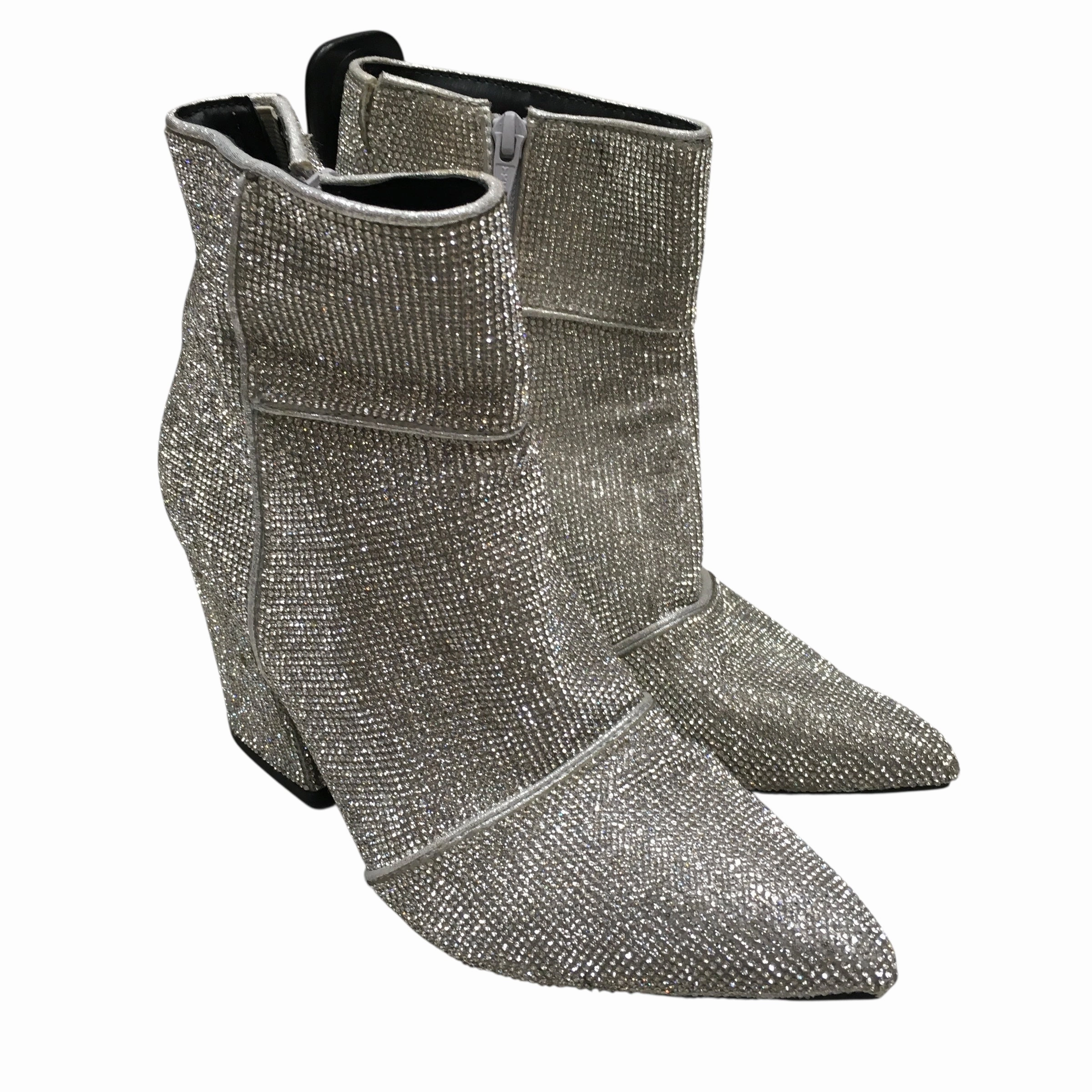 Trendy Protection Craft Collector Boots Ankle Heels By A New Day In Silver, Size:7
