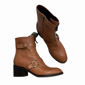 Heat Lock Boots Ankle Heels By Donald Pliner In Tan, Size:9.5