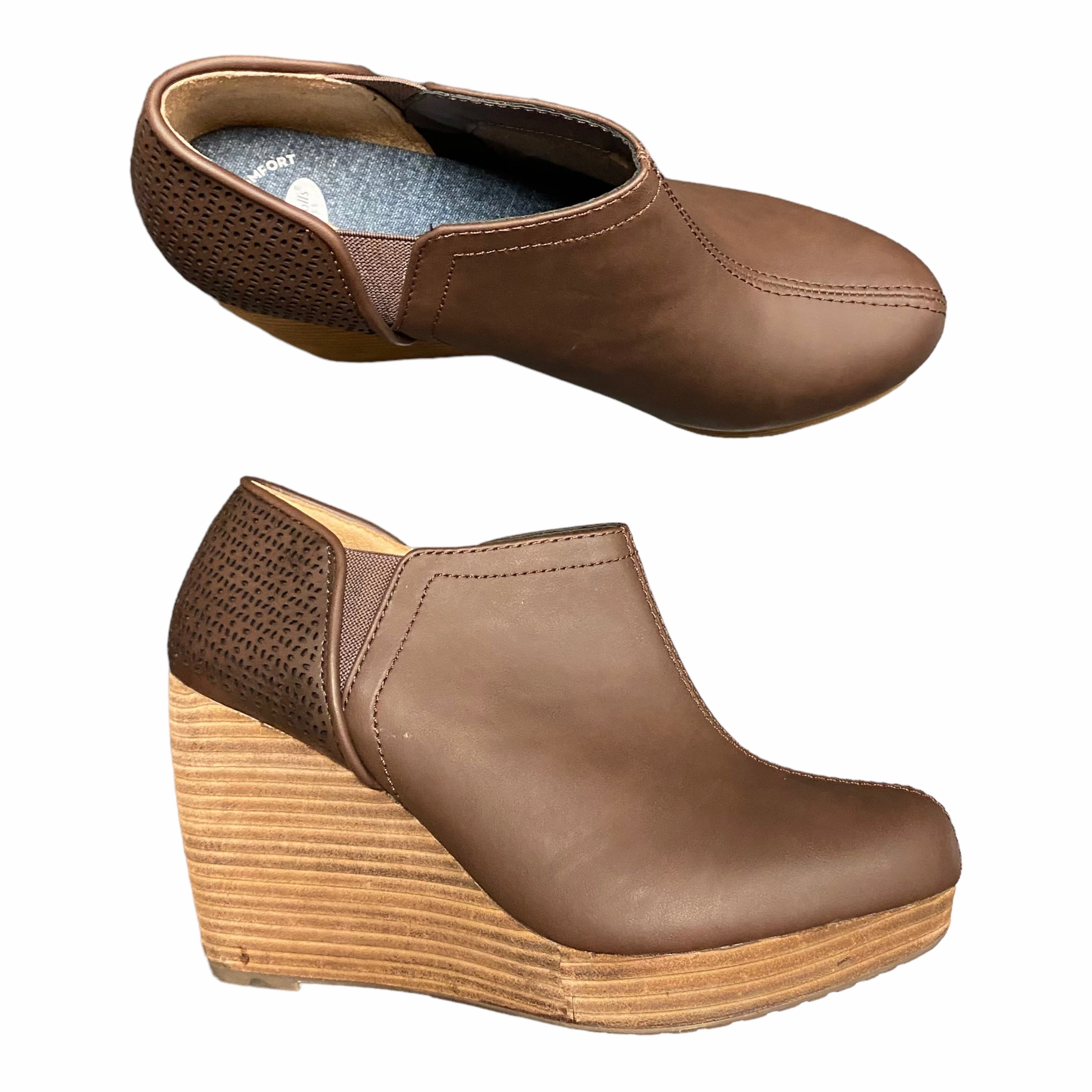 Boots Ankle Heels By Dr Scholls In Brown, Size: 8 Flex Groove Design