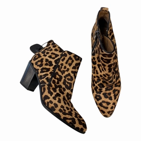 High-End Craftsmanship Boots Ankle Heels By Franco Sarto In Animal Print, Size:9