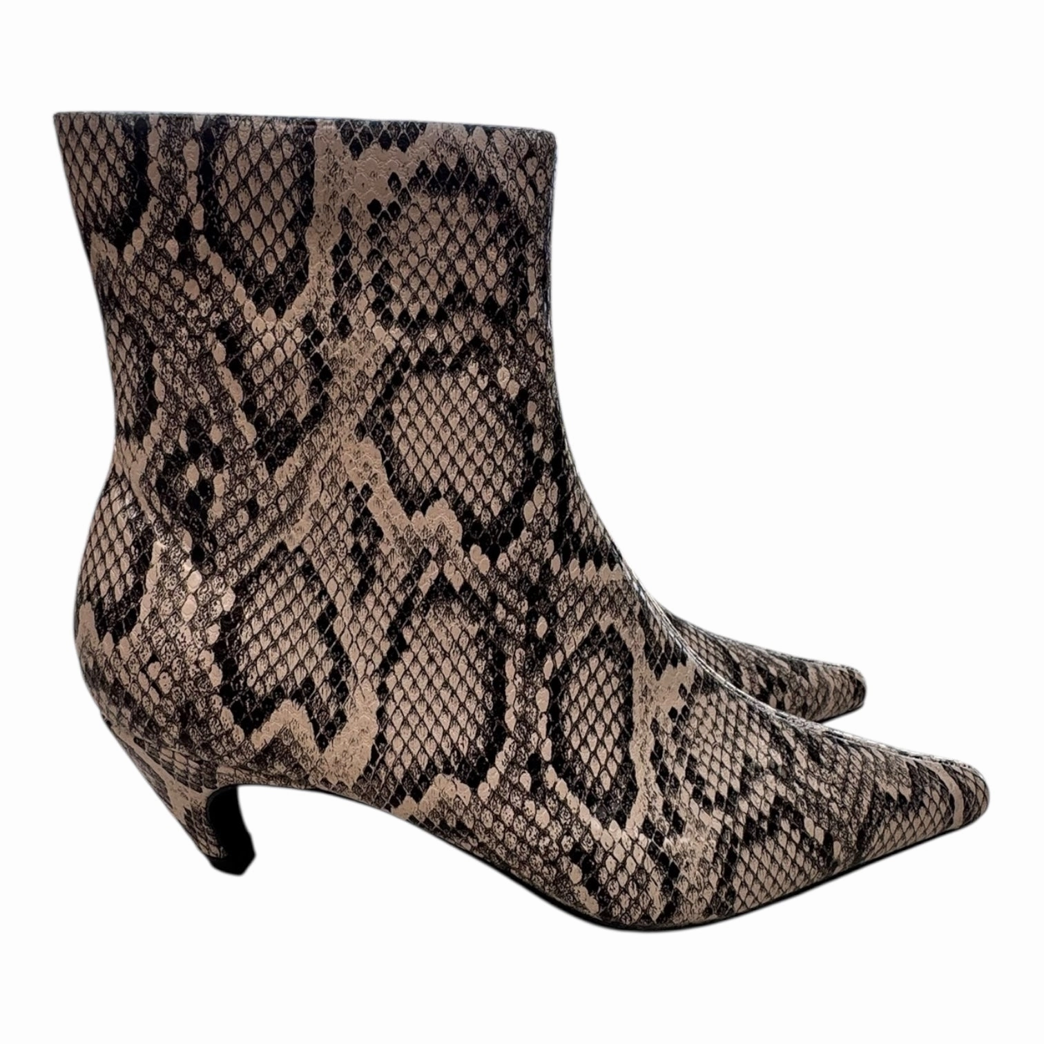 Comfort Stretch Boots Ankle Heels By Msonlydn In Animal Print, Size:7.5