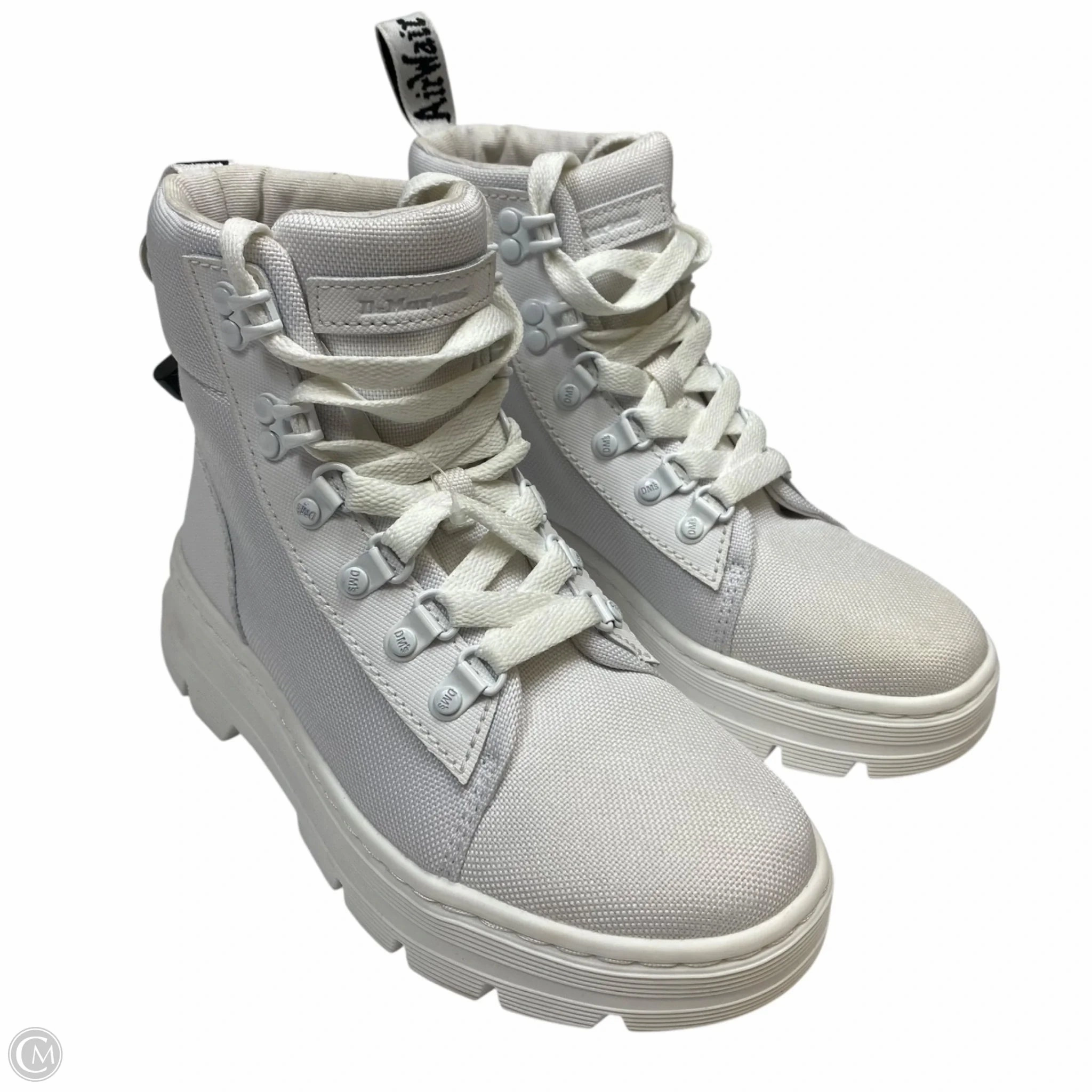 Cushioned heel Boots Designer By Dr Martens In White, Size: 5