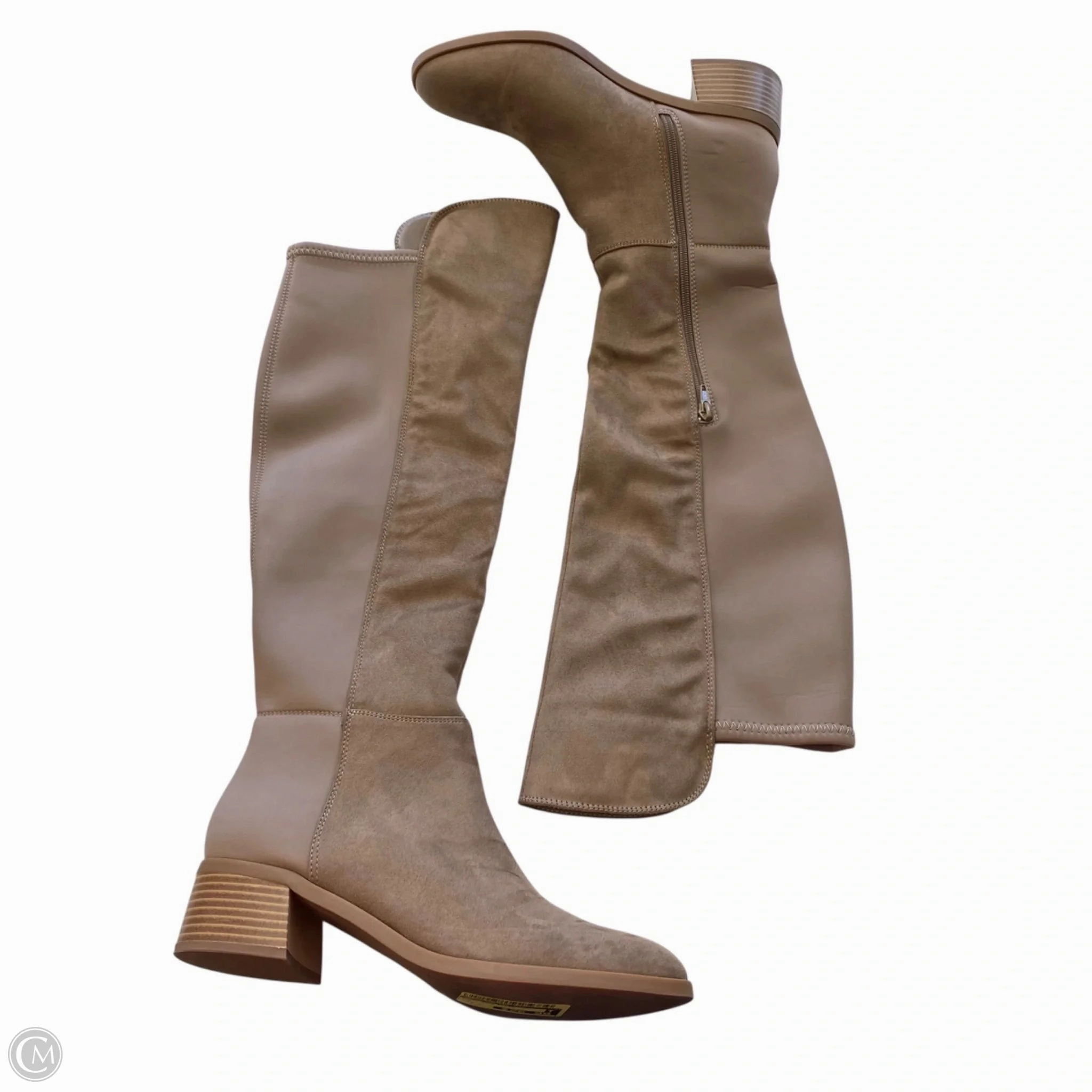 Boots Knee Flats By Crown And Ivy In Tan, Size: 9.5 Slip Resistant Adventure Seeker Durable Shell City Walking