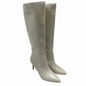 Side zipper Reinforced Form Adventure Journey Boots Knee Heels By Madden Girl In Cream, Size:7.5