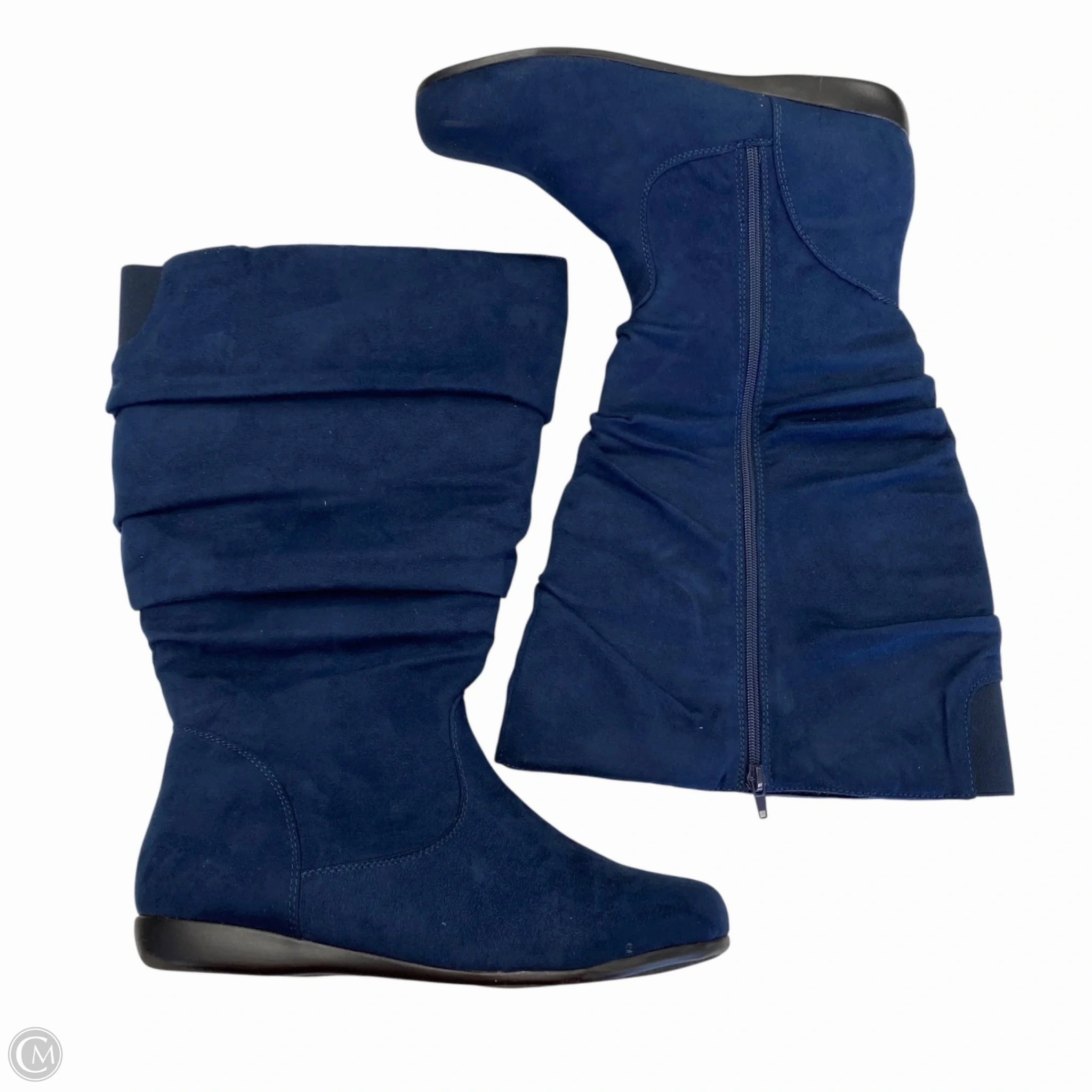 Boots Mid-calf Flats By Propet In Navy, Size: 12 Mid Cut Functional Fit