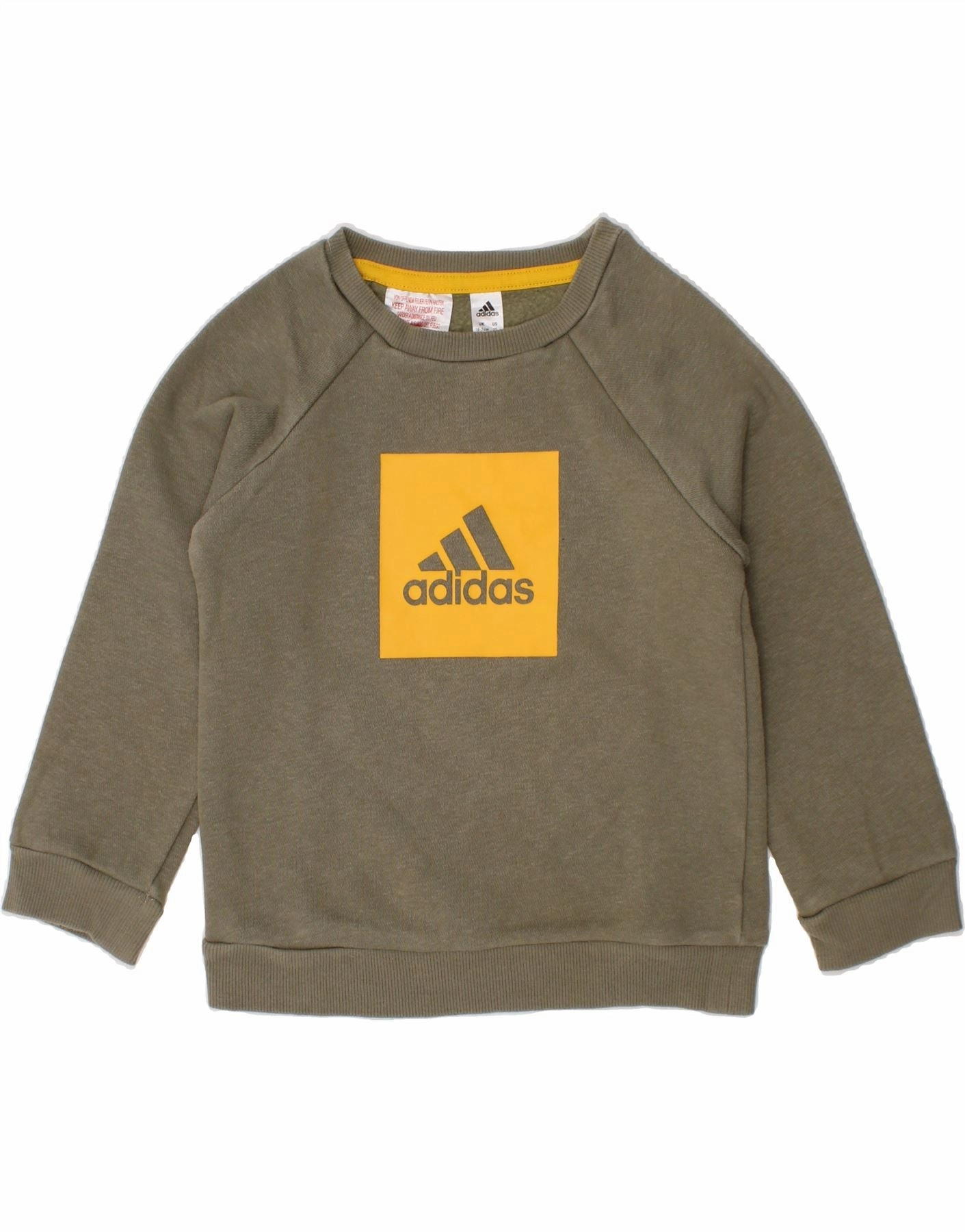 ADIDAS Baby Boys Graphic Sweatshirt Jumper 18-24 Months Green Cotton Snag Resistant Surface