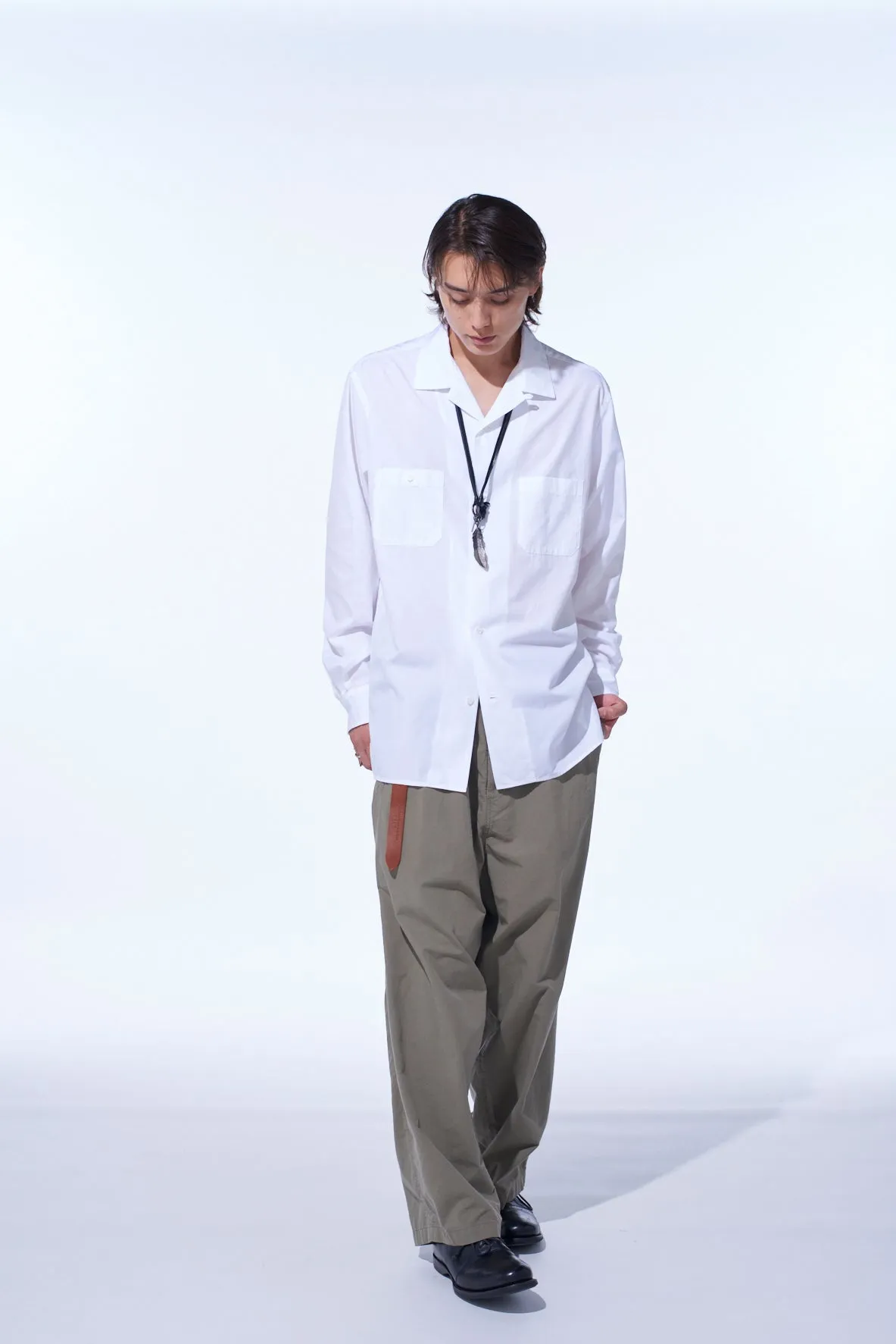 COTTON BROAD LOOSE-FIT OPEN COLLAR SHIRT color block Designer Touch