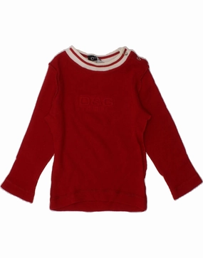 DOLCE & GABBANA Baby Girls Graphic Top Long Sleeve 6-9 Months Red Cotton Versatile Look