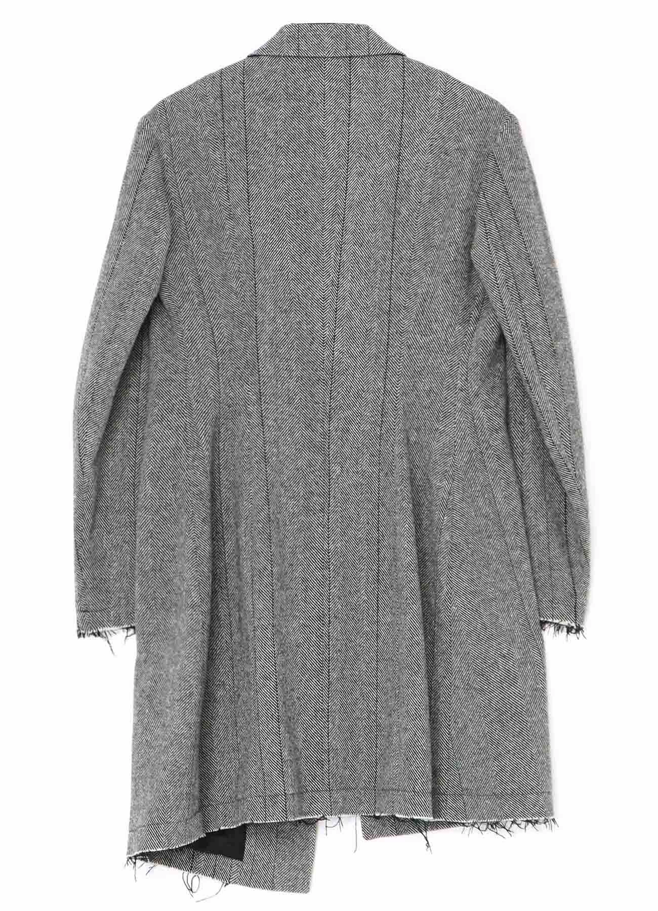 Compact Packable Design Advice WOOL TWEED HERRINGBONE ASYMMETRIC JACKET