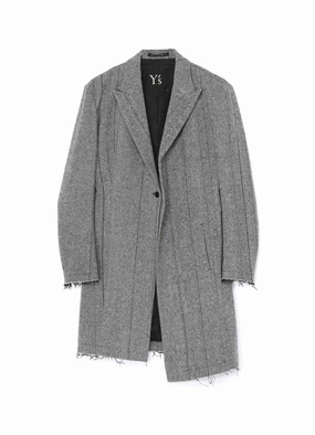 WOOL TWEED HERRINGBONE ASYMMETRIC JACKET Agree