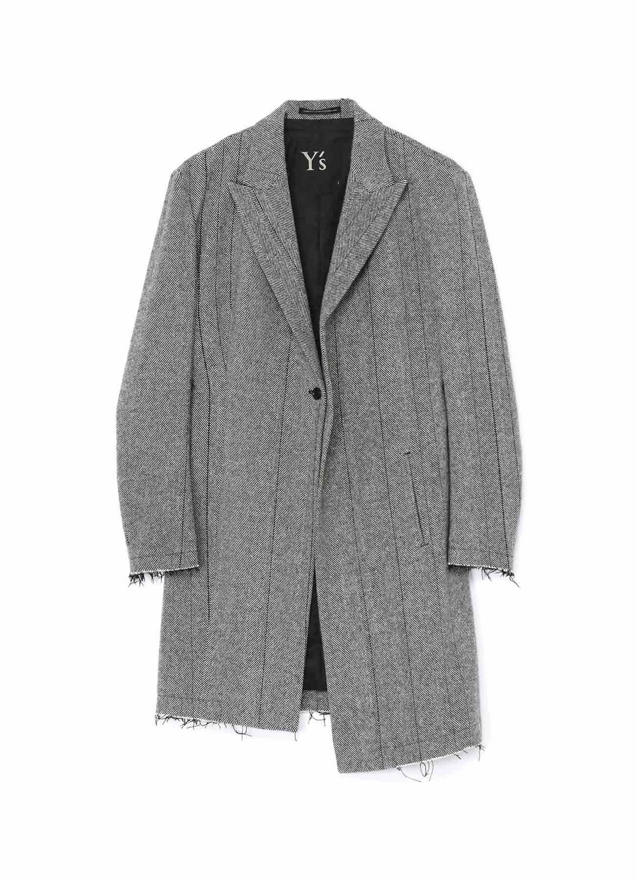 WOOL TWEED HERRINGBONE ASYMMETRIC JACKET Agree