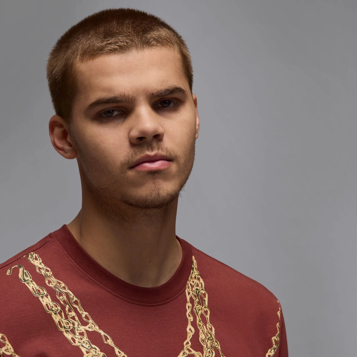 Brand Chain Tee - Mens Bold Look Micro Perforation