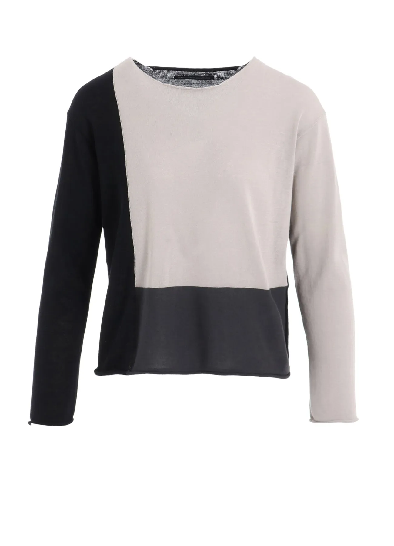 Minimal Comfort Lightweight Knit MULTI COLOR INTARSIA ROUND NECK LONG SLEEVE PULLOVER