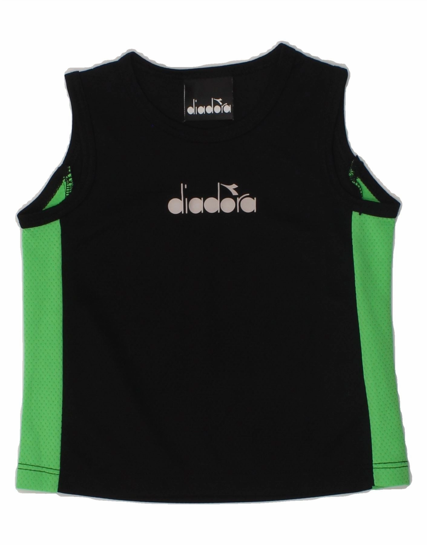 Wardrobe Staple DIADORA Baby Boys Graphic Vest Top 9-12 Months Black Colourblock Polyester