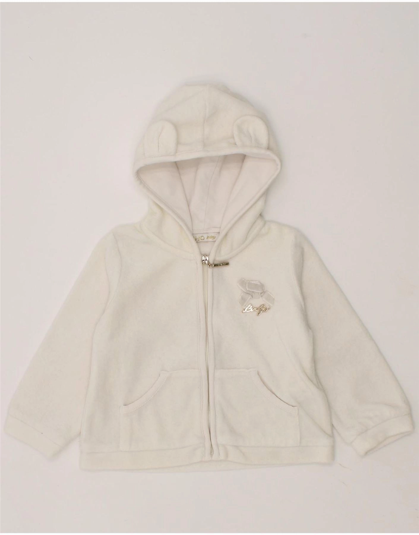 Fashion Layer Fall Vibes LIU JO Baby Girls Zip Hoodie Sweater 6-9 Months White Cotton