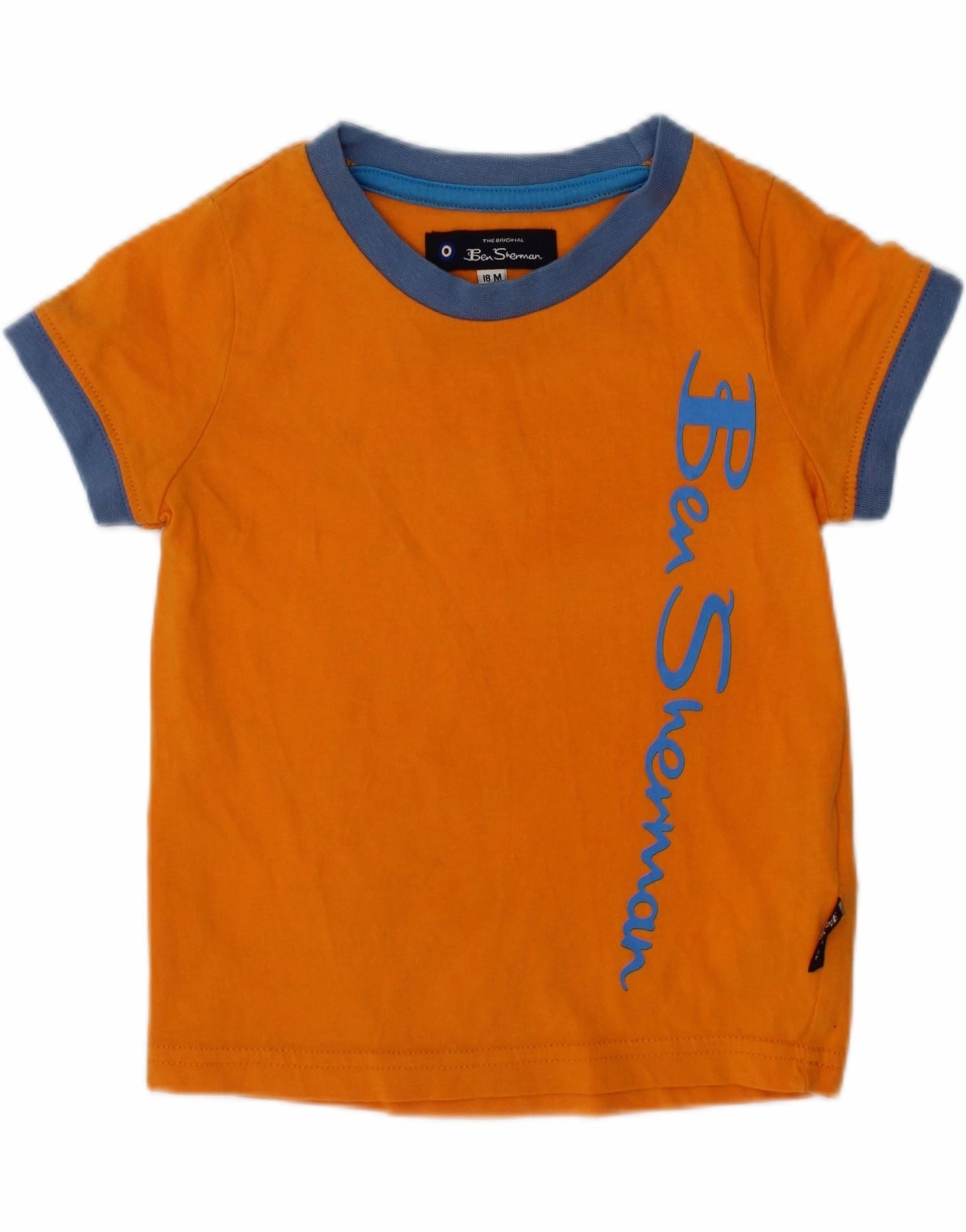 BEN SHERMAN Baby Boys Graphic T-Shirt Top 12-18 Months Orange Cotton Anti Static Fabric Urban Wear