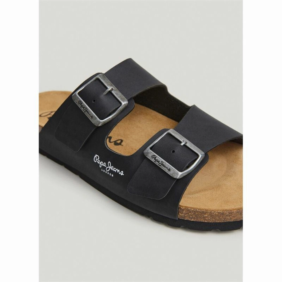 Slip-Resistant Sole Men's Flip Flops Pepe Jeans Bio Double Velour Black