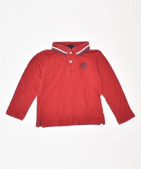 NORTH SAILS Boys Long Sleeve Polo Shirt 12-18 Months Red Cotton Stylish Detail
