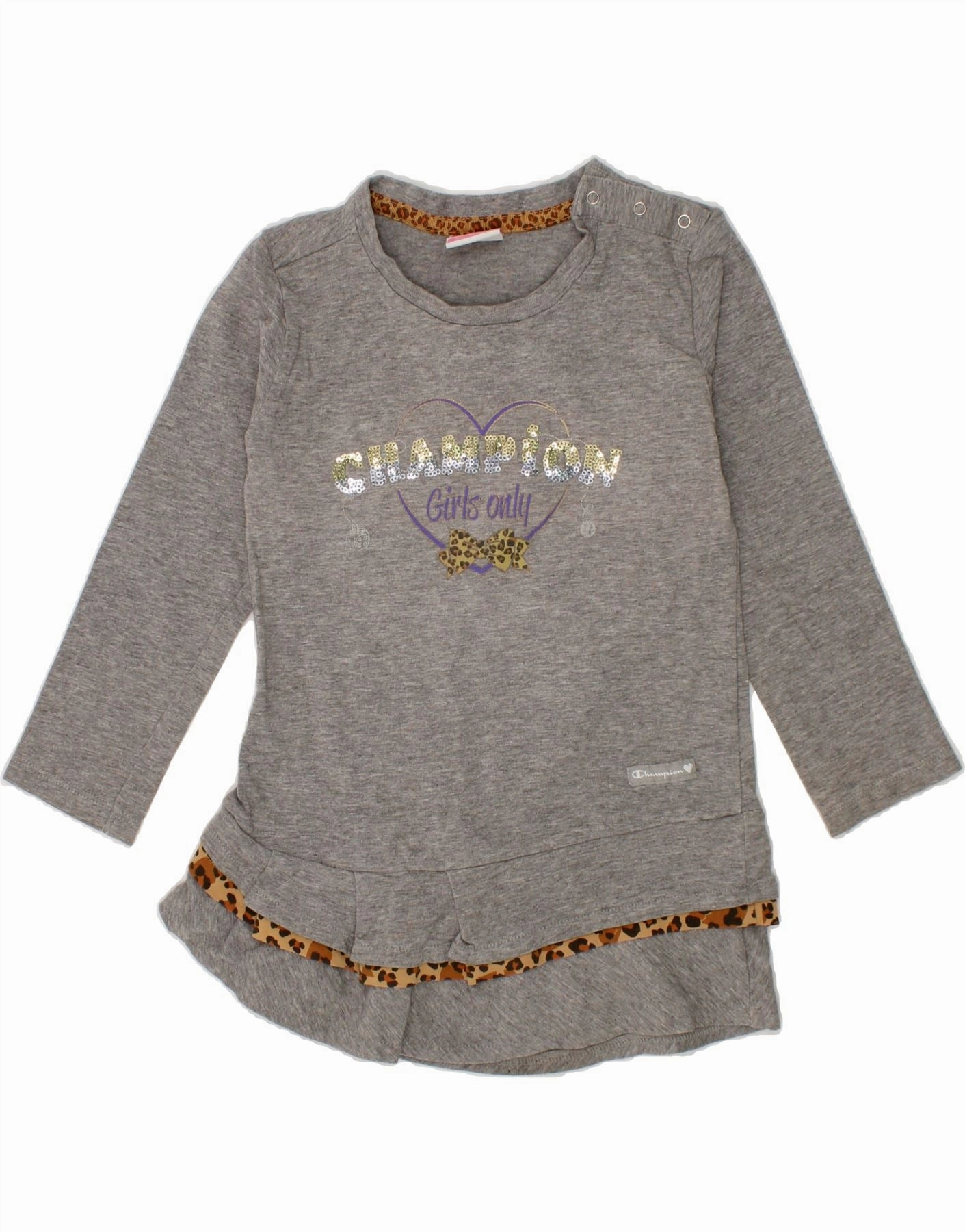 Season Ready Luxurious Feel CHAMPION Baby Girls Long Sleeve T-Shirt Dress 18-24 Months Large  Grey