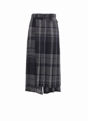 GAUZE PLAID WRAPT PLEATED PANTS Workout-ready Fashion-Forward