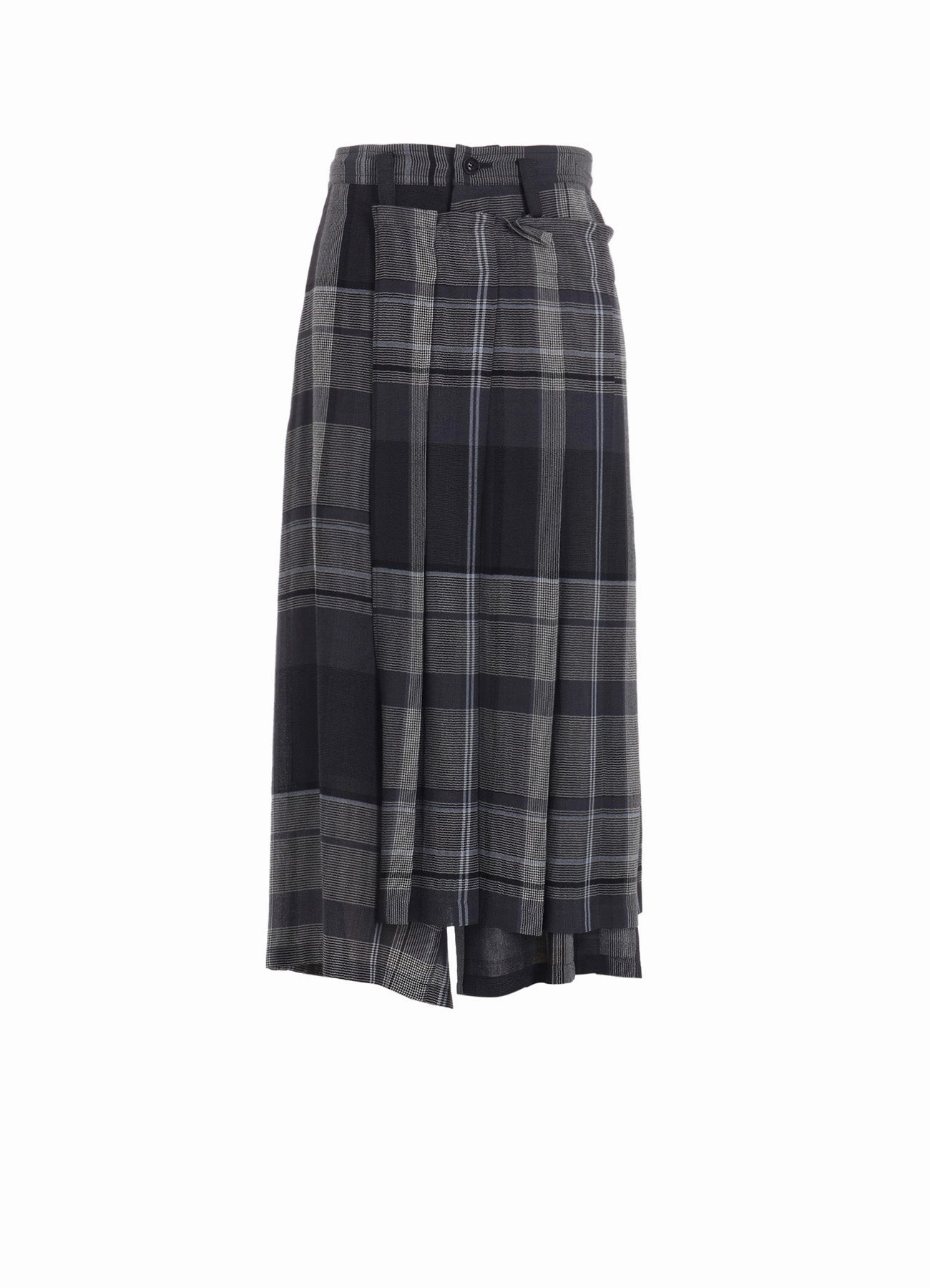 GAUZE PLAID WRAPT PLEATED PANTS Workout-ready Fashion-Forward