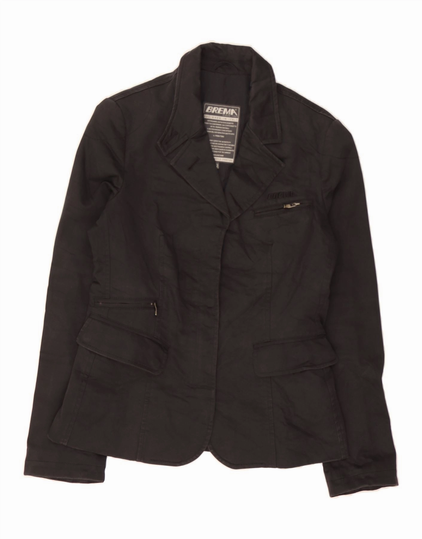 BREMA Womens Blazer Jacket IT 42 Medium Black Cotton Versatile Layering Options